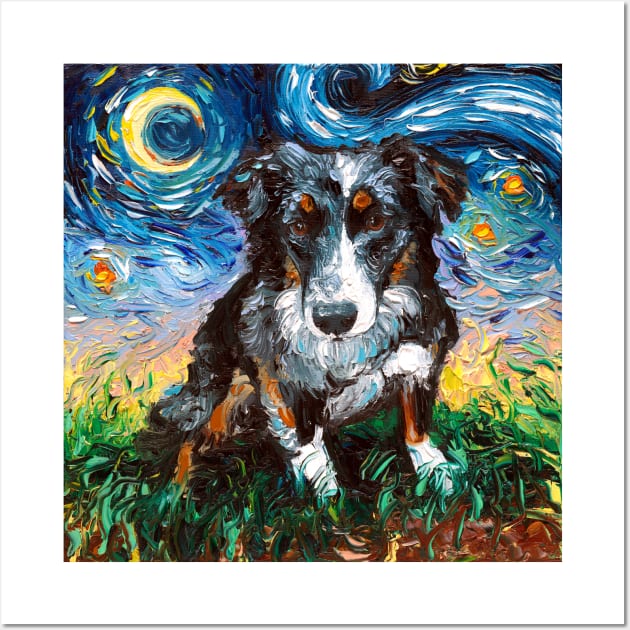 Australian Shepherd Night Wall Art by sagittariusgallery